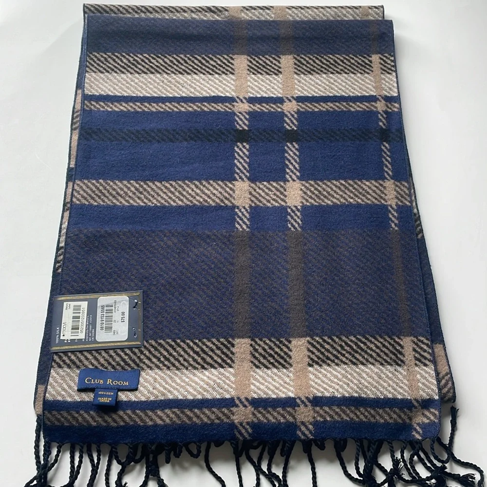 100%Silk Plaid Scarf Reversible Old Money Preppy Classic Quiet Luxury OS